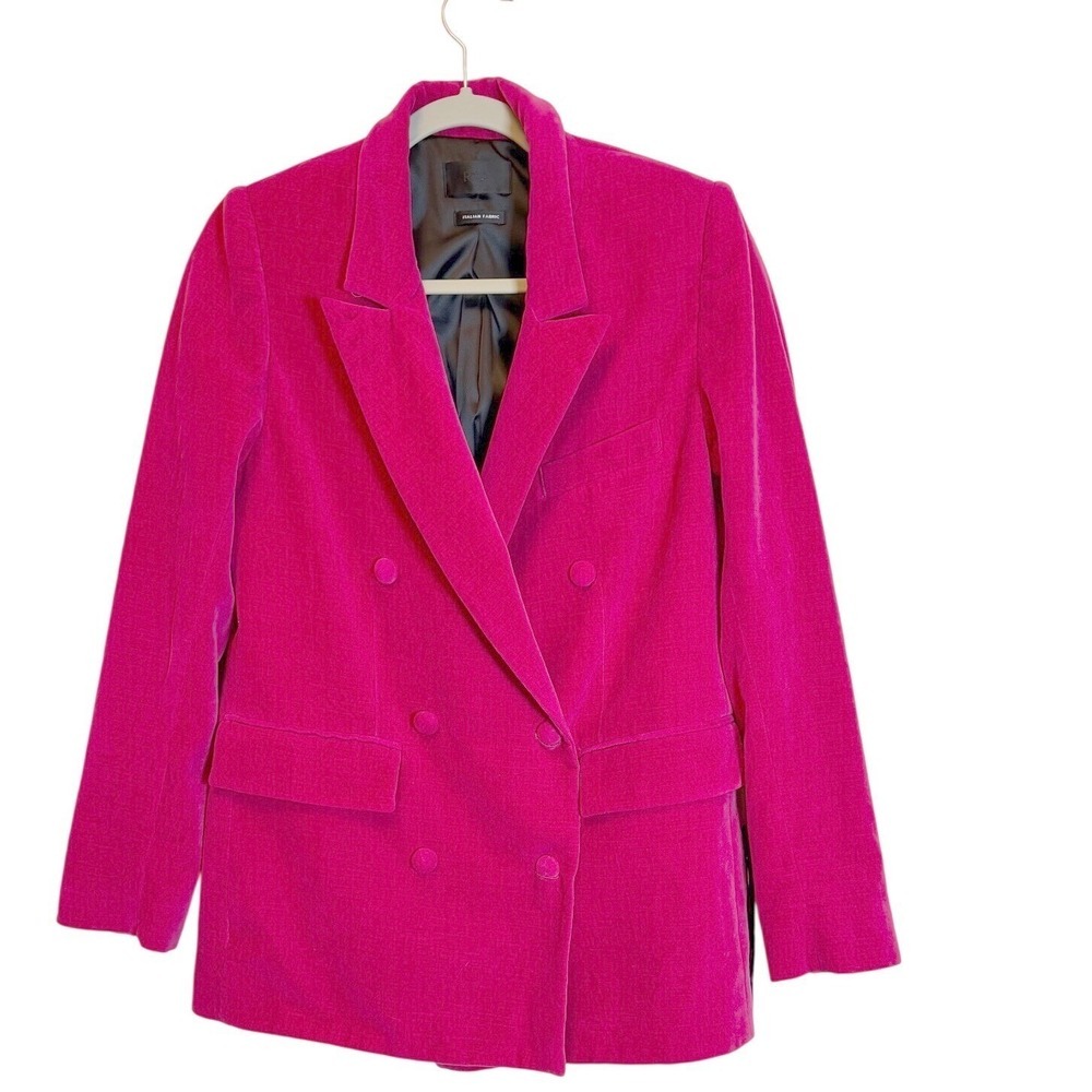 RtA Raspberry Pink Velvet Double Breasted Blazer M‎ Italian Fabric Designer